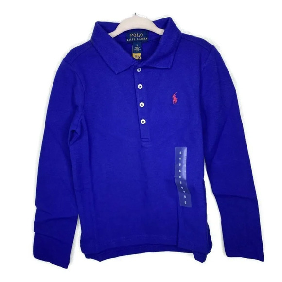 New Polo Ralph Lauren Royal Blue Long Sleeve Polo Shirt 5 - Picture 1 of 9